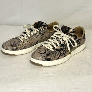 Cole Haan Grandpro Tennis Snake Print Lace Up  Womens Beige Sneakers Casual Shoe